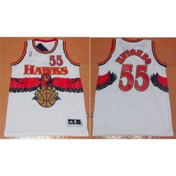 Hawks #55 Dikembe Mutombo White Throwback Stitched NBA Jersey Hawks #55 Dikembe Mutombo White Throwback Stitched NBA Jersey