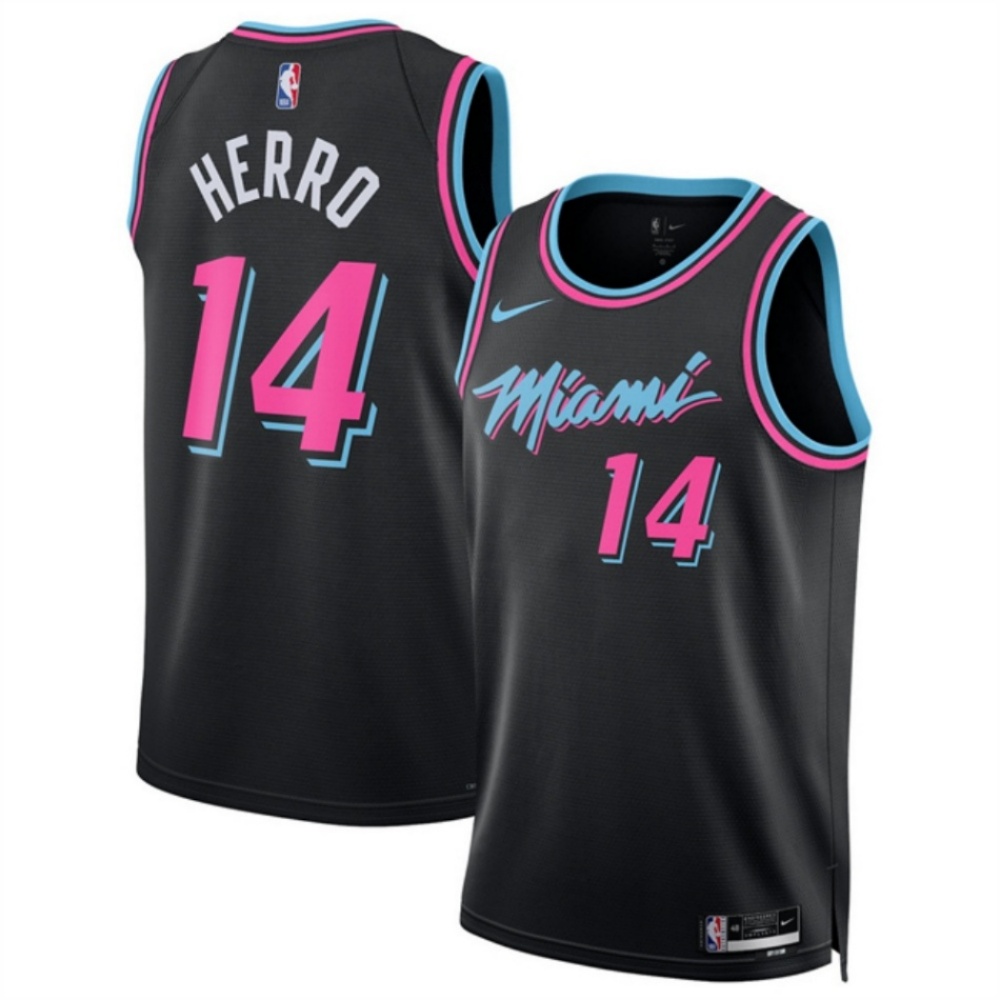 Men's Miami Heat #14 Tyler Herro Black 2025/26 City Edition Stitched Basketball Jersey