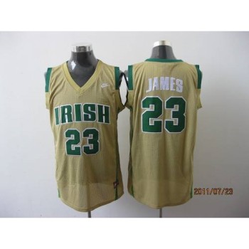 Heat #23 LeBron James Earth Yellow Irish High School Stitched NBA Jersey Heat #23 LeBron James Earth Yellow Irish High School Stitched NBA Jersey