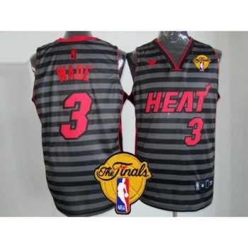 Heat #3 Dwyane Wade Black/Grey Groove Finals Patch Stitched NBA Jersey Heat #3 Dwyane Wade Black/Grey Groove Finals Patch Stitched NBA Jersey