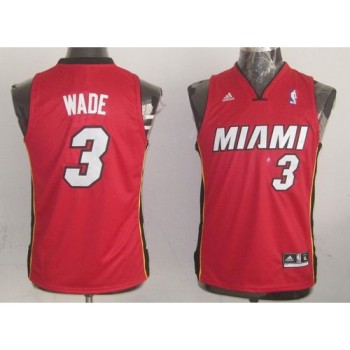 Heat #3 Dwyane Wade Red Stitched Youth NBA Jersey
