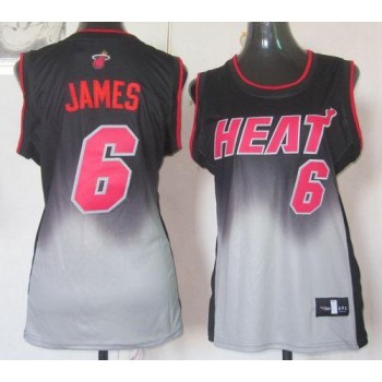 Heat #6 LeBron James Black/Grey Women's Fadeaway Fashion Stitched NBA Jersey Heat #6 LeBron James Black/Grey Women's Fadeaway Fashion Stitched NBA Jersey