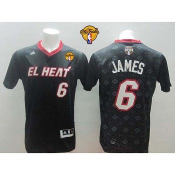 Heat #6 LeBron James Black New Latin Nights Finals Patch Stitched NBA Jersey Heat #6 LeBron James Black New Latin Nights Finals Patch Stitched NBA Jersey