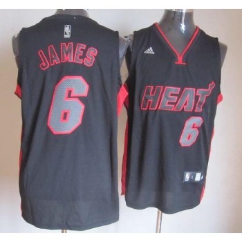 Heat #6 LeBron James Black With Red & Black Number Stitched NBA Jersey Heat #6 LeBron James Black With Red & Black Number Stitched NBA Jersey