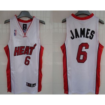 Heat #6 LeBron James Stitched White NBA Jersey Heat #6 LeBron James Stitched White NBA Jersey