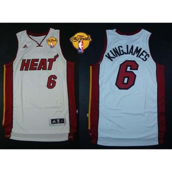 Heat #6 LeBron James White Nickname King James Finals Patch Stitched NBA Jersey Heat #6 LeBron James White Nickname King James Finals Patch Stitched NBA Jersey