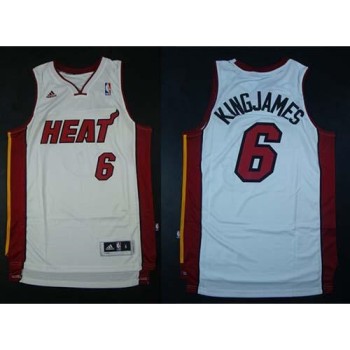 Heat #6 LeBron James White Nickname King James Stitched NBA Jersey Heat #6 LeBron James White Nickname King James Stitched NBA Jersey