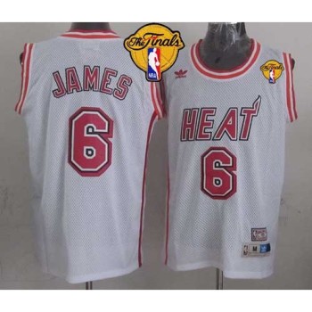 Heat #6 LeBron James White Swingman Throwback Finals Patch Stitched NBA Jersey Heat #6 LeBron James White Swingman Throwback Finals Patch Stitched NBA Jersey