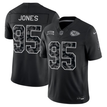 Men's Kansas City Chiefs #95 Chris Jones Nike Black 2026 Salute to Service Vapor F.U.S.E. Limited Jersey Men's Kansas City Chiefs #95 Chris Jones Nike Black 2026 Salute to Service Vapor F.U.S.E. Limited Jersey