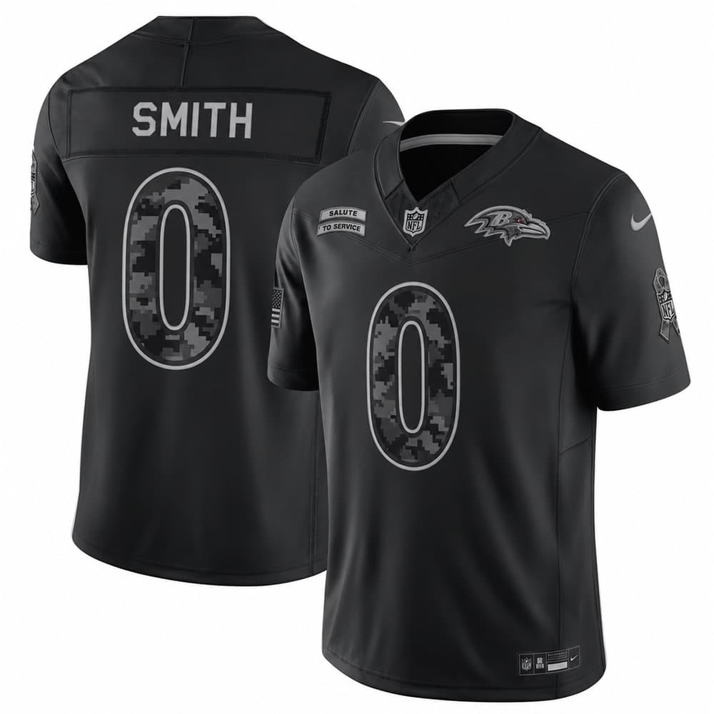 Men's Baltimore Ravens #0 Roquan Smith Nike Black 2026 Salute to Service Vapor F.U.S.E. Limited Jersey
