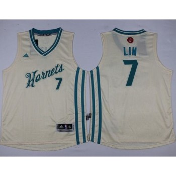 Hornets #7 Jeremy Lin Cream 2015-2016 Christmas Day Stitched Youth NBA Jersey Hornets #7 Jeremy Lin Cream 2015-2016 Christmas Day Stitched Youth NBA Jersey