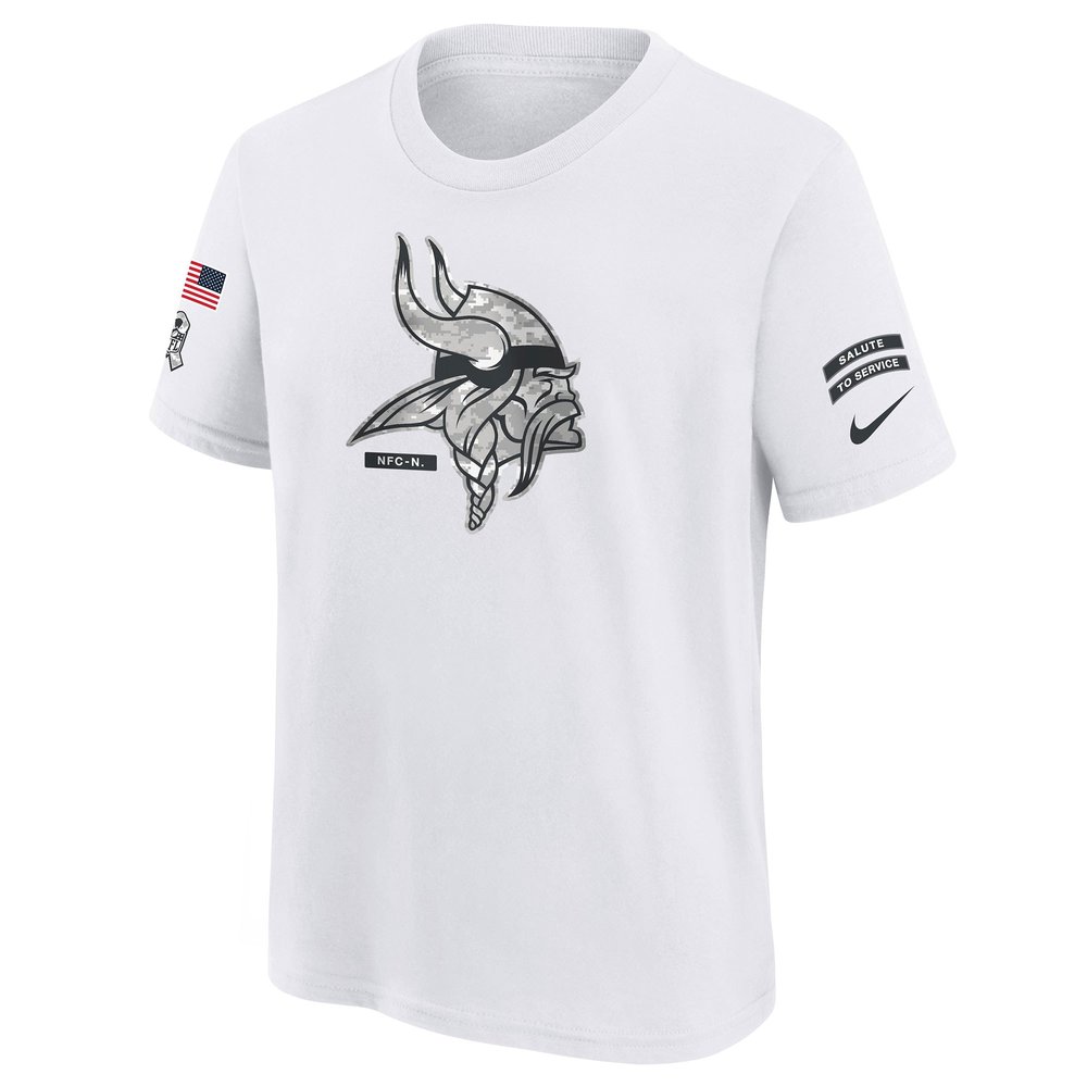 Youth Minnesota Vikings White 2024 Salute To Service T-Shirt