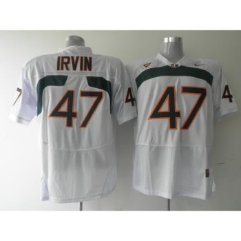 Hurricanes #47 Michael Irvin White Stitched NCAA Jerseys