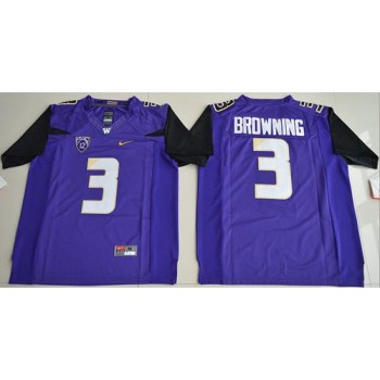Huskies #3 Jake Browning Purple Limited Stitched NCAA Jersey Huskies #3 Jake Browning Purple Limited Stitched NCAA Jersey