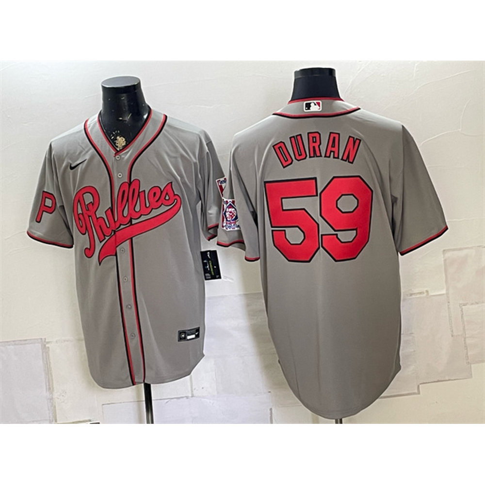 Men's Philadelphia Phillies #59 Jhoan Duran Gray 2026 Field of Dreams Stadium Jersey