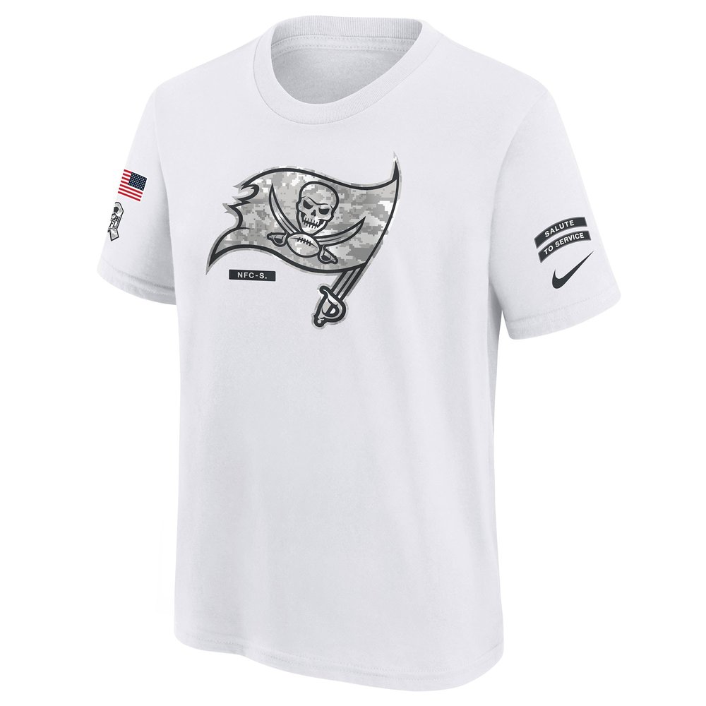 Youth Tampa Bay Buccaneers White 2024 Salute To Service T-Shirt