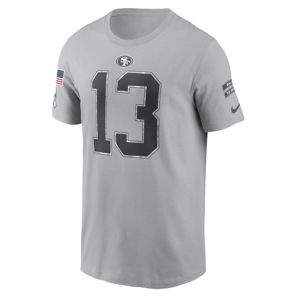 Men's San Francisco 49ers Brock Purdy Gray 2024 Salute To Service Name & Number T-Shirt