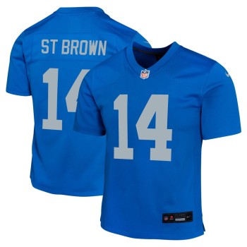 Youth Detroit Lions #14 Amon-Ra St. Brown Blue Alternate Game Jersey Youth Detroit Lions #14 Amon-Ra St. Brown Blue Alternate Game Jersey