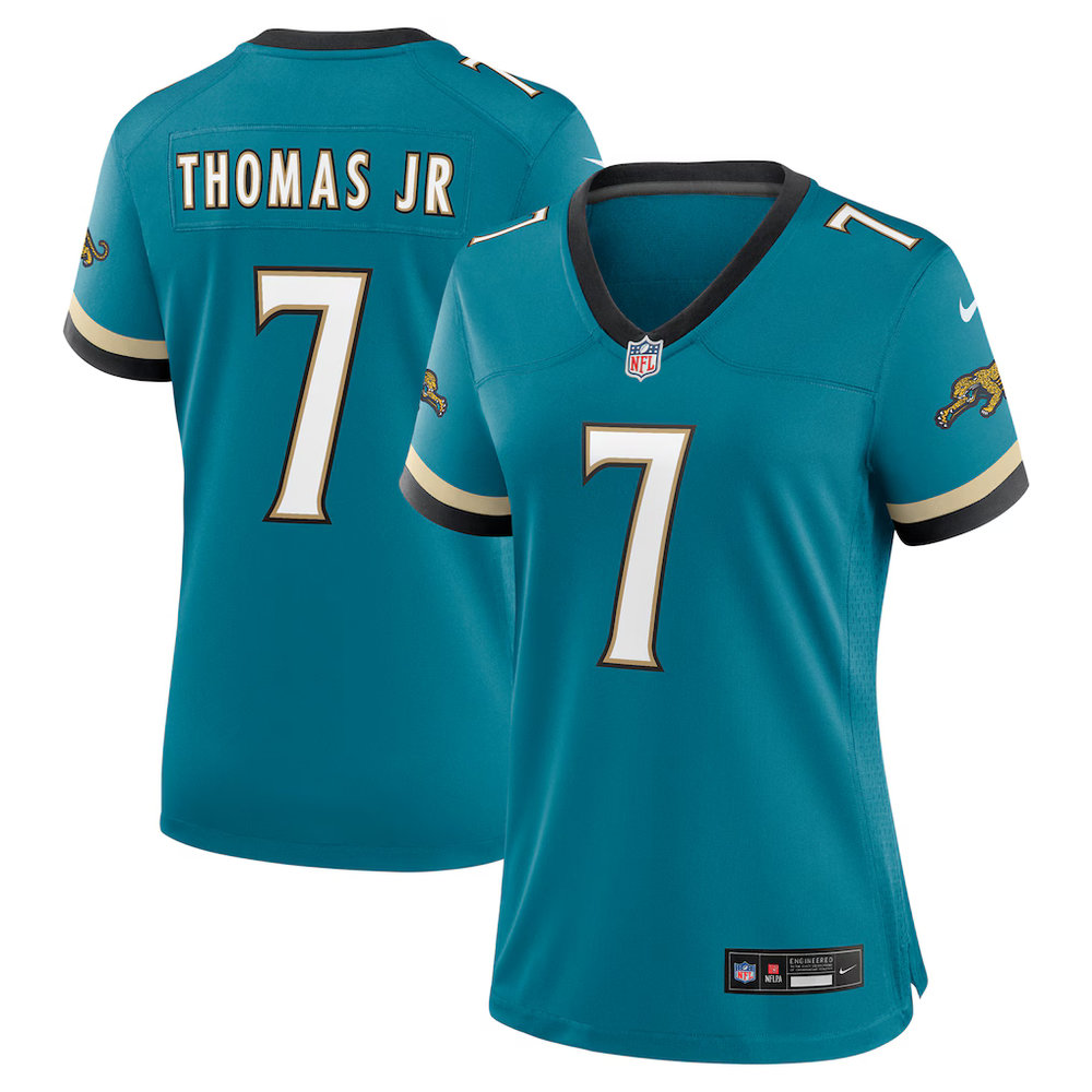 Women's Jacksonville Jaguars #7 Brian Thomas Jr. Nike Teal Prowler Throwback Game Jersey