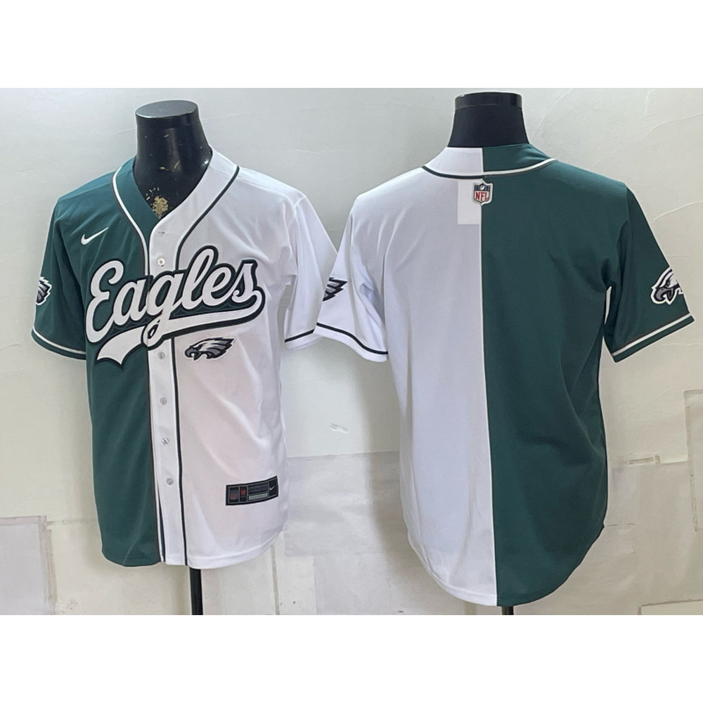 Youth Philadelphia Eagles Green Split Cool Base Stitched Baseball Jersey