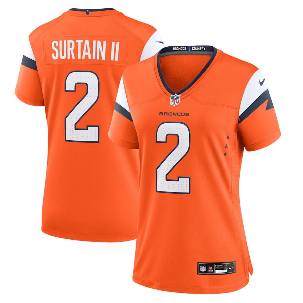 Women's Denver Broncos #2 Patrick Surtain II Orange Mile High Collection Game Jersey