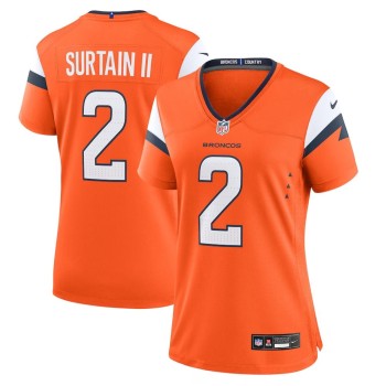 Women's Denver Broncos #2 Patrick Surtain II Orange Mile High Collection Game Jersey