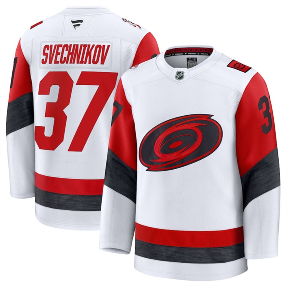 Youth Carolina Hurricanes #37 Andrei Svechnikov White 2025 Away Stitched Hockey Jersey Youth Carolina Hurricanes #37 Andrei Svechnikov White 2025 Away Stitched Hockey Jersey