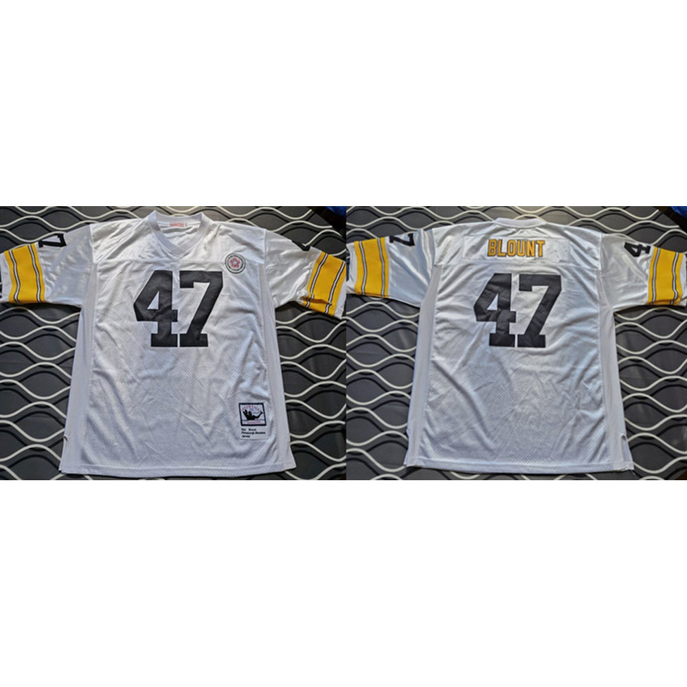 Men's Pittsburgh Steelers #47 Mel Blount White Throwback Stitched Football Jersey