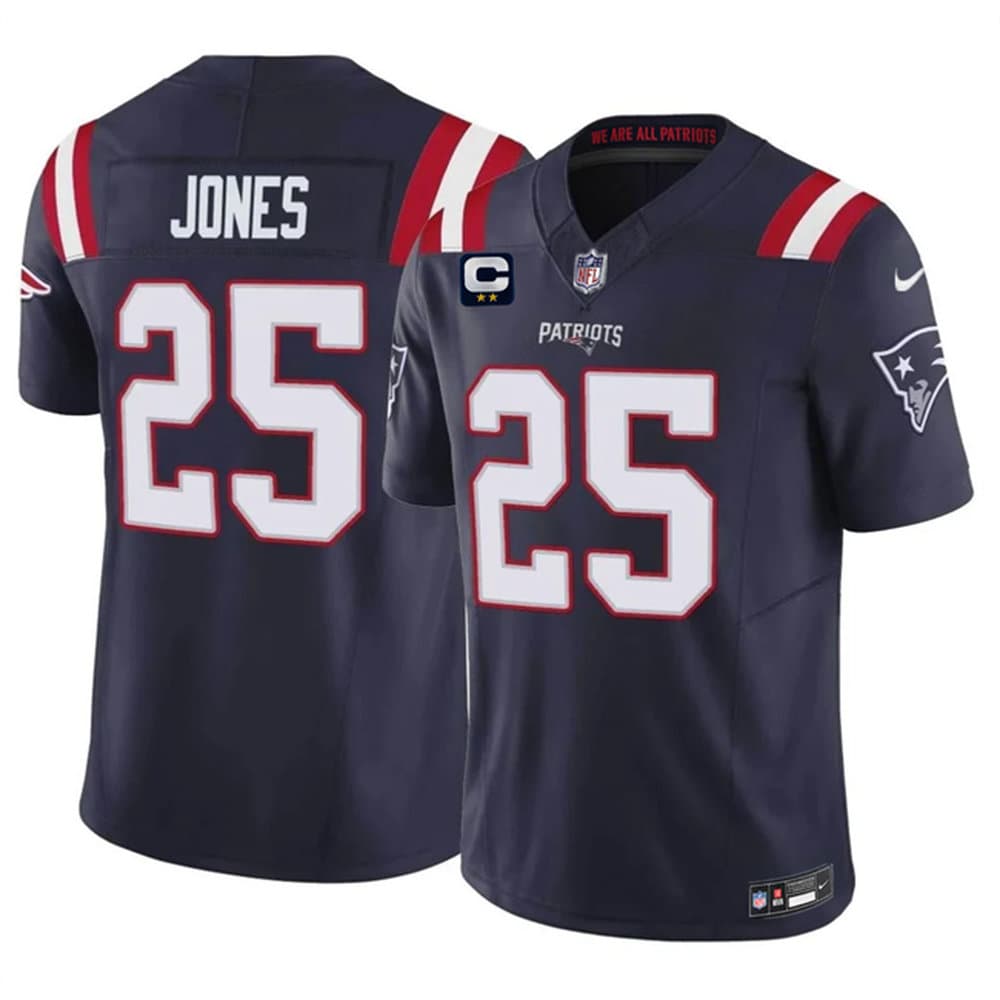Men's New England Patriots #25 Marcus Jones Navy 2026 2-Star C Pach Vapor F.U.S.E. Limited Jersey