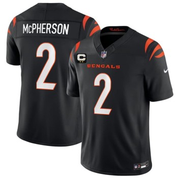 Men's Cincinnati Bengals #2 Evan McPherson Black 2026 2-Star C Patch Vapor F.U.S.E. Untouchable Limited Jersey Men's Cincinnati Bengals #2 Evan McPherson Black 2026 2-Star C Patch Vapor F.U.S.E. Untouchable Limited Jersey