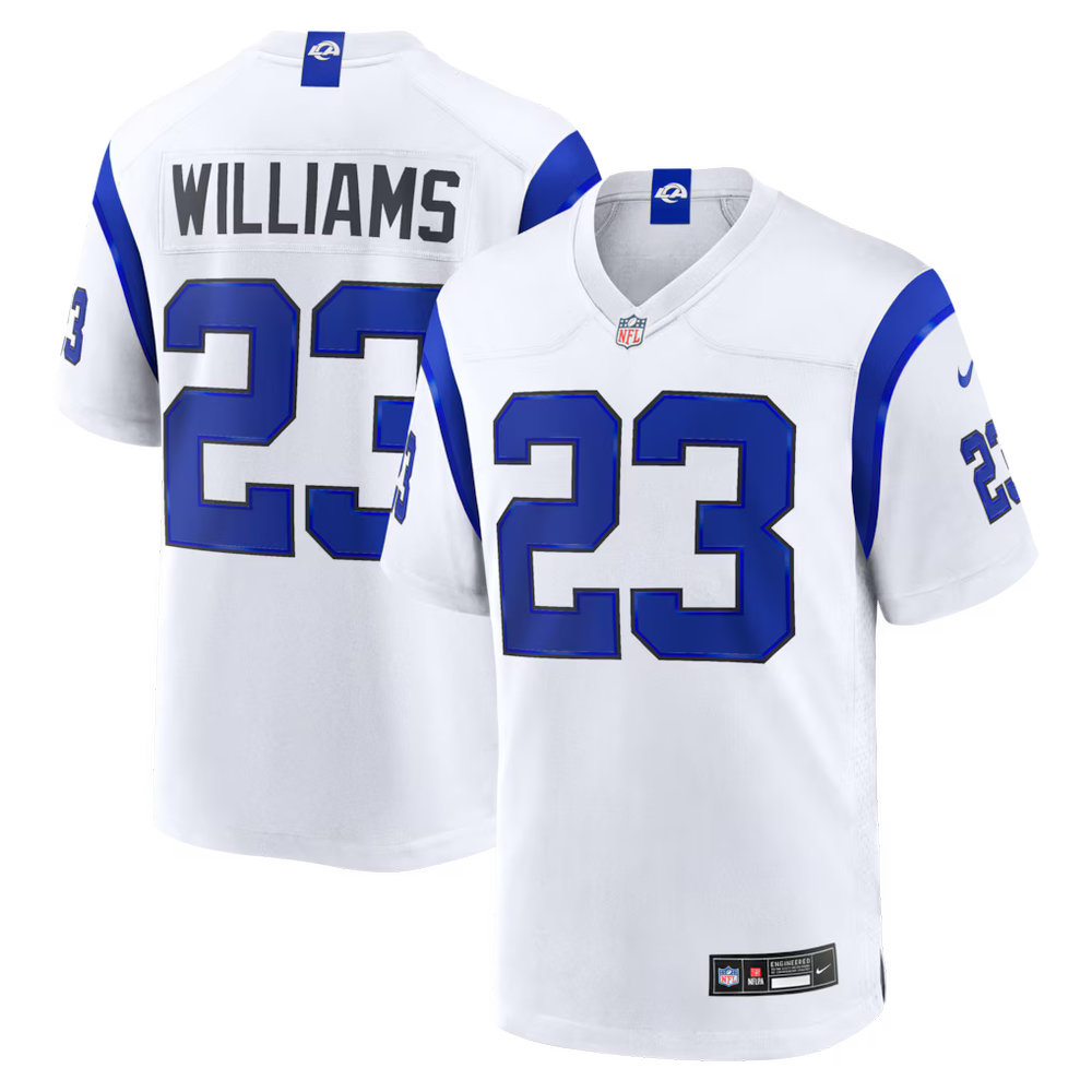 Youth Los Angeles Rams #23 Kyren Williams Nike Fearsome White Game Jersey