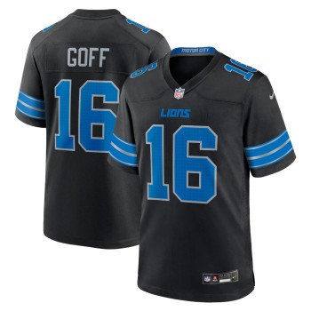 Men's Detroit Lions #16 Jared Goff Black 2nd Alternate Game Jersey Men's Detroit Lions #16 Jared Goff Black 2nd Alternate Game Jersey