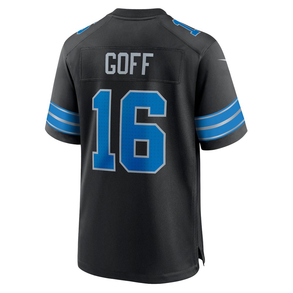 Men's Detroit Lions #16 Jared Goff Black 2nd Alternate Game Jersey