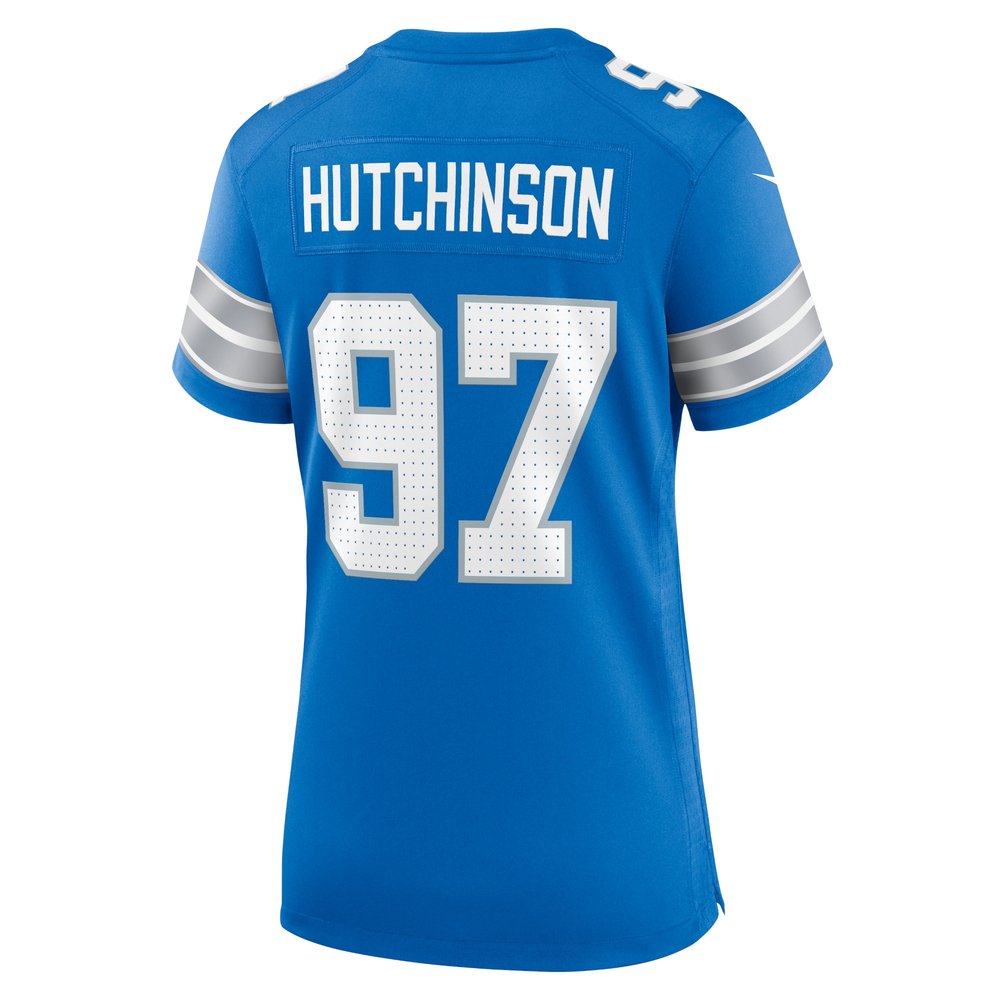 Women's Detroit Lions #97 Aidan Hutchinson Blue Game Jersey