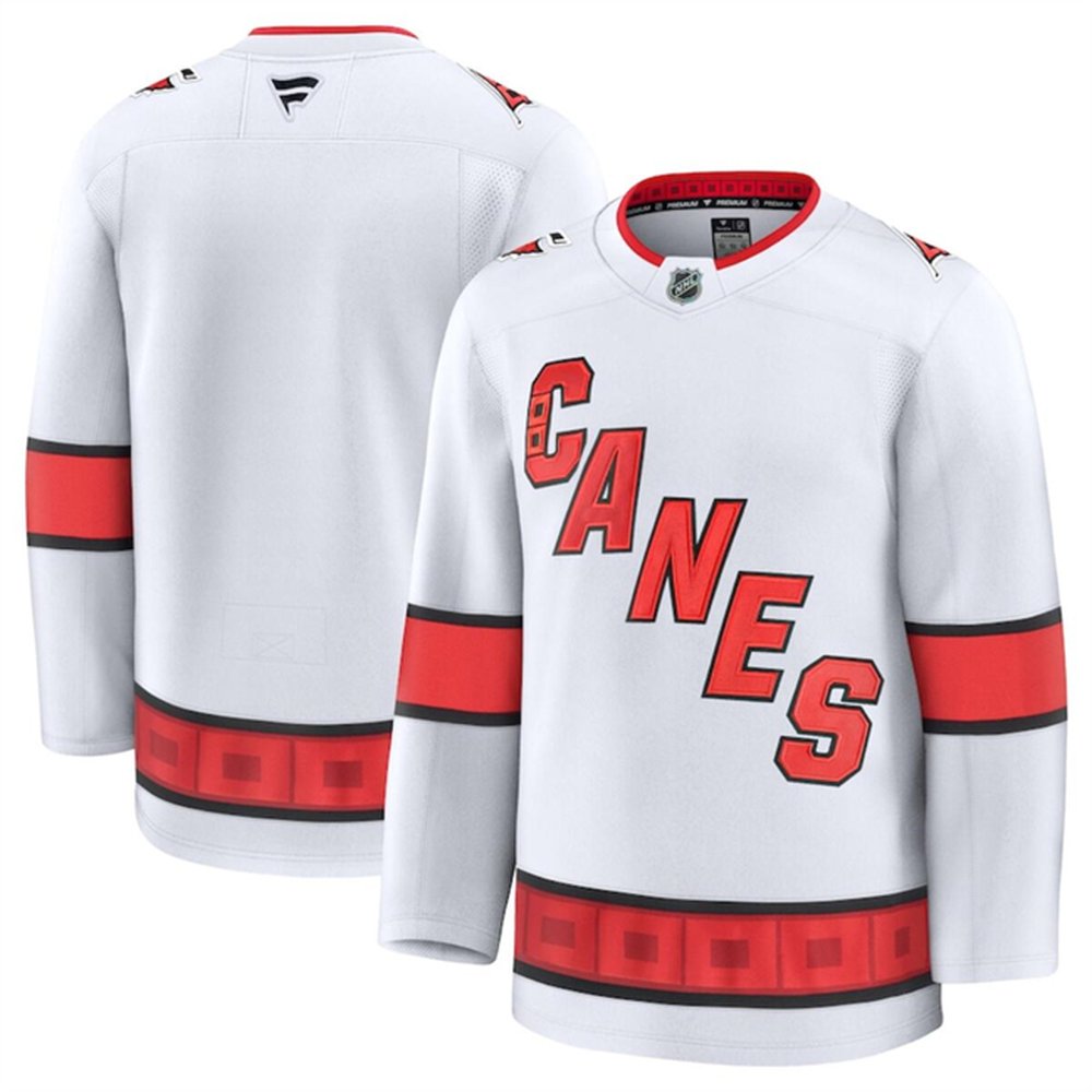 Men's Carolina Hurricanes Blank White 2024-25 Away Stitched Hockey Premium Jersey
