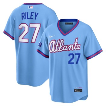 Men's Atlanta Braves #27 Austin Riley Powder Blue 2026 City Connect Stitched Jersey