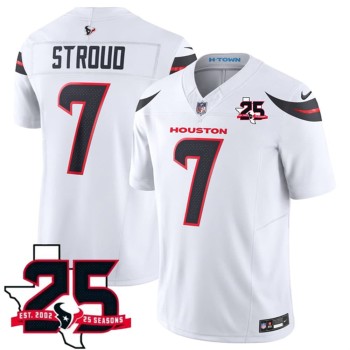 Men's Houston Texans #7 C.J. Stroud White 2026 25th Anniversary Patch Vapor F.U.S.E. Limited Jersey