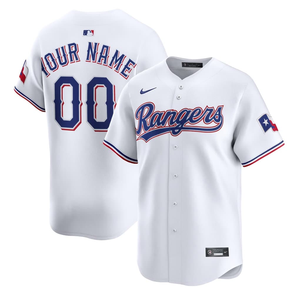 Youth Texas Rangers Nike White Home Limited Custom Jersey