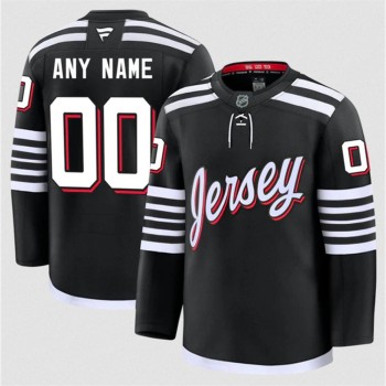 Men's New Jersey Devils Custom Black 2024-25 Alternate Stitched Hockey Premium Jersey
