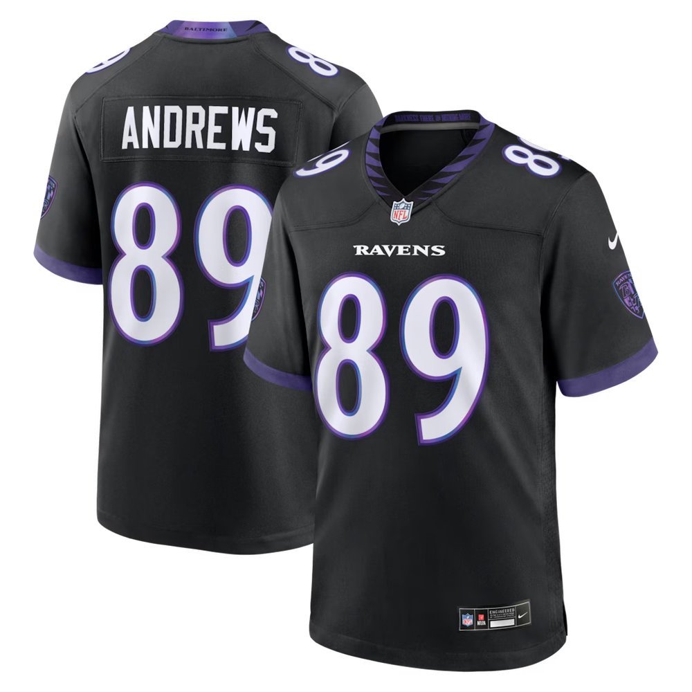 Men's Baltimore Ravens #89 Mark Andrews Black Alternate Game Jersey