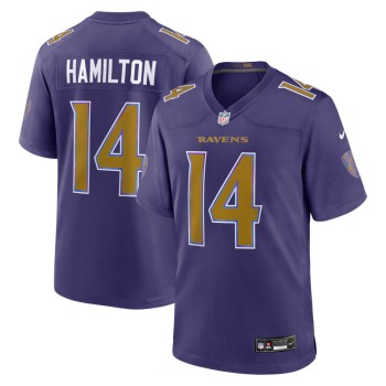 Men's Baltimore Ravens #14 Kyle Hamilton Nike Purple Alternate Game Jersey
