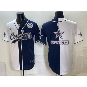 Youth Dallas Cowboys Navy Split Cool Base Stitched Baseball Jersey