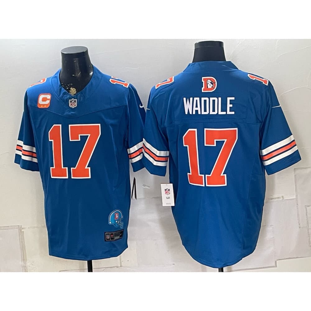 Men's Denver Broncos #17 Jaylen Waddle Royal Vapor F.U.S.E. Limited Jersey