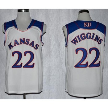 Jayhawks #22 Andrew Wiggins White Basketball Stitched NCAA Jersey Jayhawks #22 Andrew Wiggins White Basketball Stitched NCAA Jersey