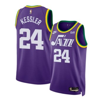 Men's Utah Jazz #24 Walker Kessler Purple 2023 Classic Edition Stitched Basketball Jersey