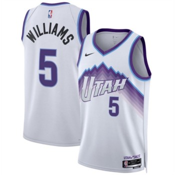 Men's Utah Jazz #5 Cody Williams White 2025 Association Edition Stitched Basketball Jersey