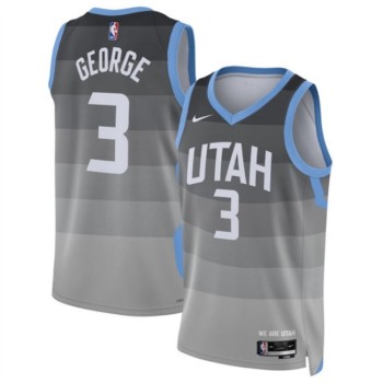 Men's Utah Jazz #3 Keyonte George Grey 2025/26 City Edition Stitched Basketball Jersey