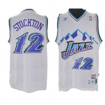 Jazz #12 John Stockton White Throwback Stitched NBA Jersey Jazz #12 John Stockton White Throwback Stitched NBA Jersey