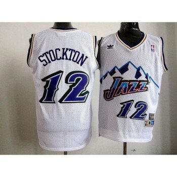 Jazz #12 John Stockton White Throwback Stitched NBA Jersey Jazz #12 John Stockton White Throwback Stitched NBA Jersey