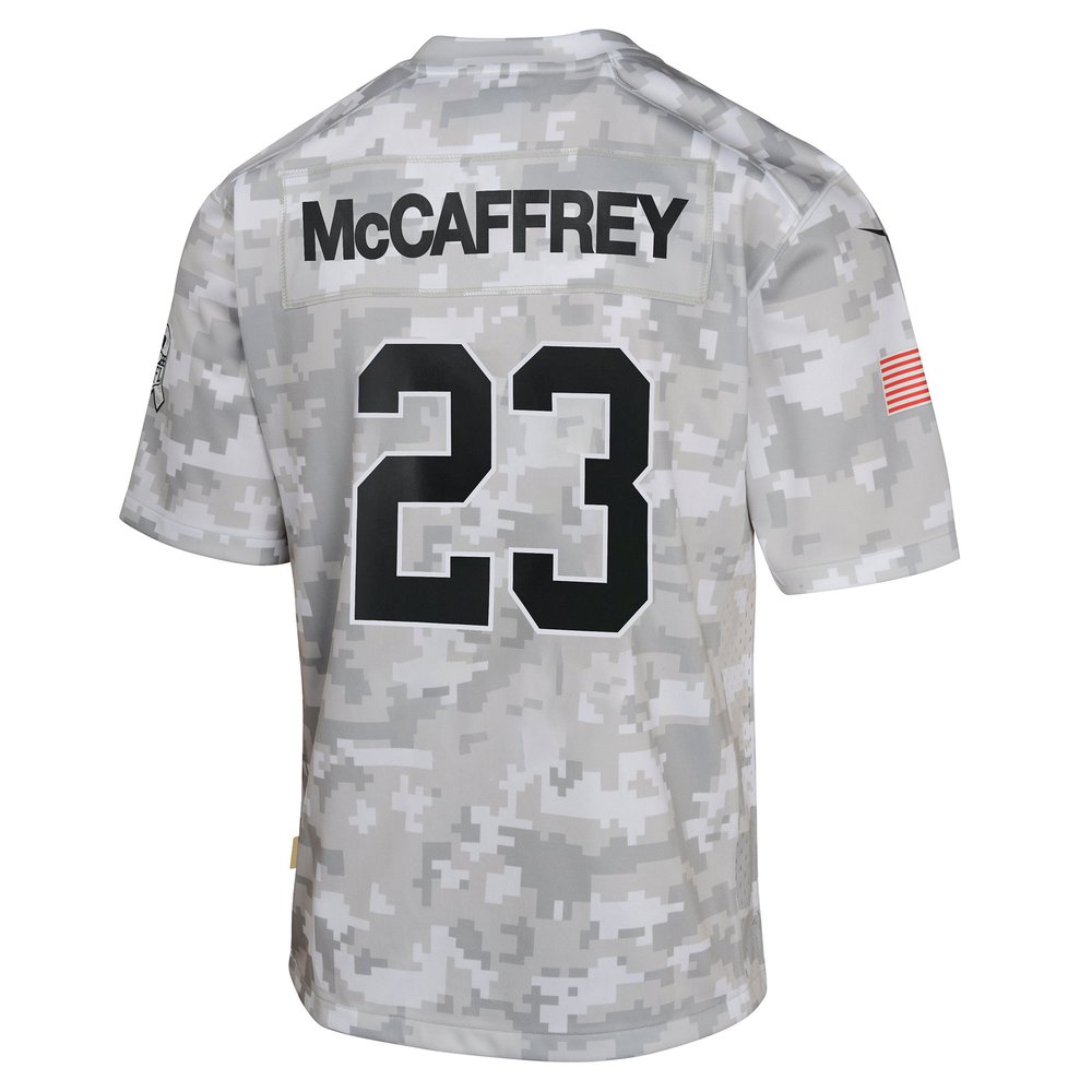 Youth San Francisco 49ers Christian McCaffrey Arctic Camo 2024 Salute to Service Game Jersey